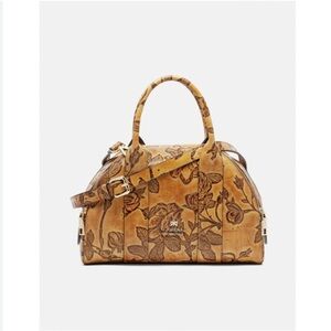 Like-NEW CUOIERIA FLORENTINA ITALIAN leather purse tan/gold rose motif